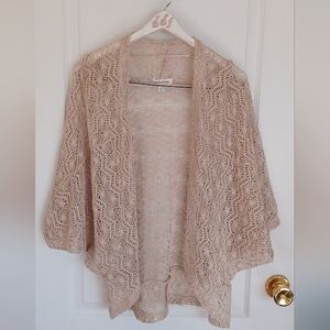 JOHN PAUL RICHARD CROCHETED KIMONO BEIGE MEDIUM STYLE# M8760216J 100% POLYESTER